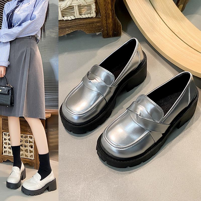 Platform Small Leather Shoes Women's Summer 2025 New Retro British Style Versatile Heightening Loafers Single Shoes