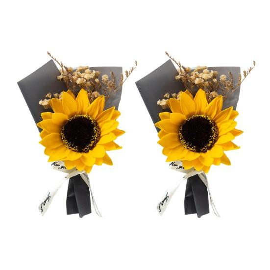 2 Pcs Mini Sunflower Bouquet Scented Artificial Soap Flower Birthday Valentine's Day Gifts