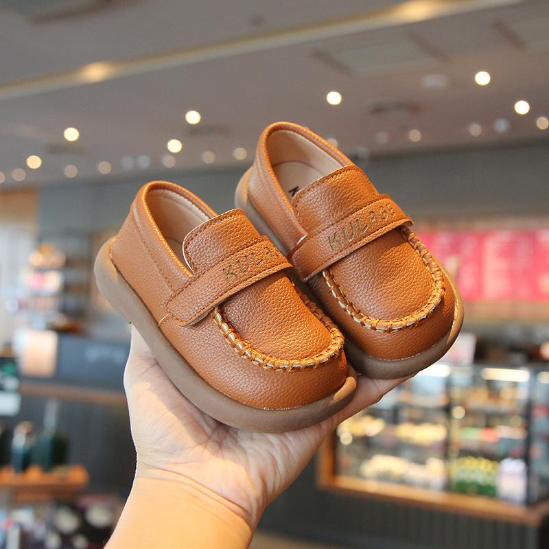 Korean Style Kids Soft Sole Slip On Casual Leather Loafer Shoes