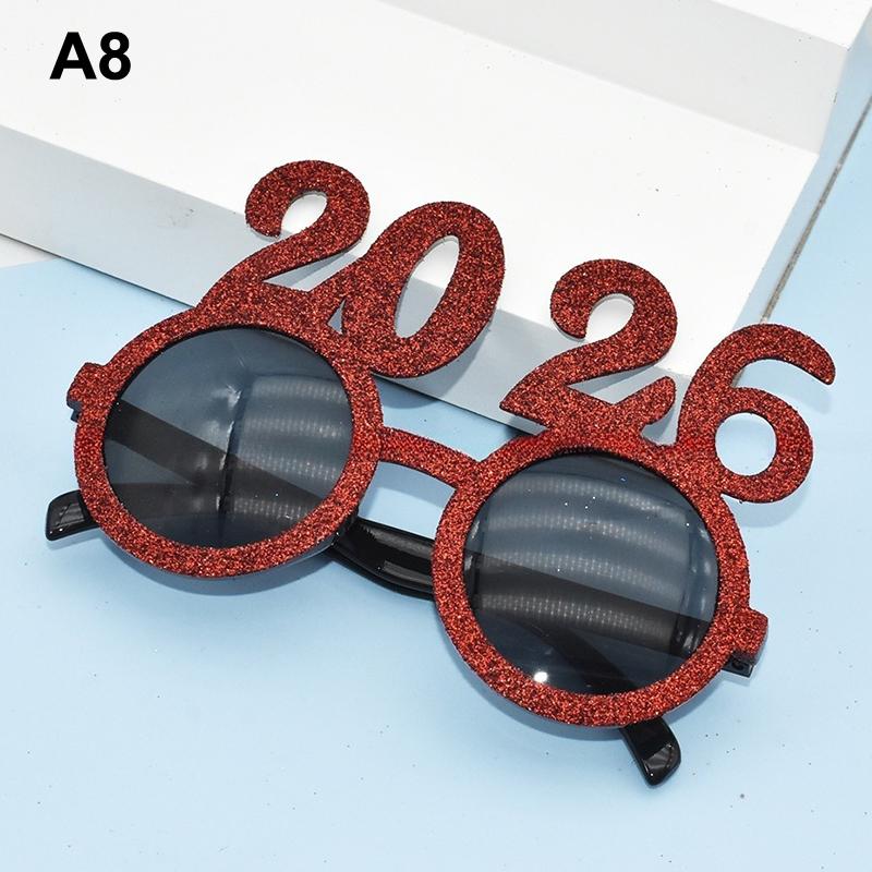 2026 Number Eyeglasses Happy New Year Glasses Diamond Glitter Sunglasses Cosplay Prop Xmas Party Decoration Funny Glasses