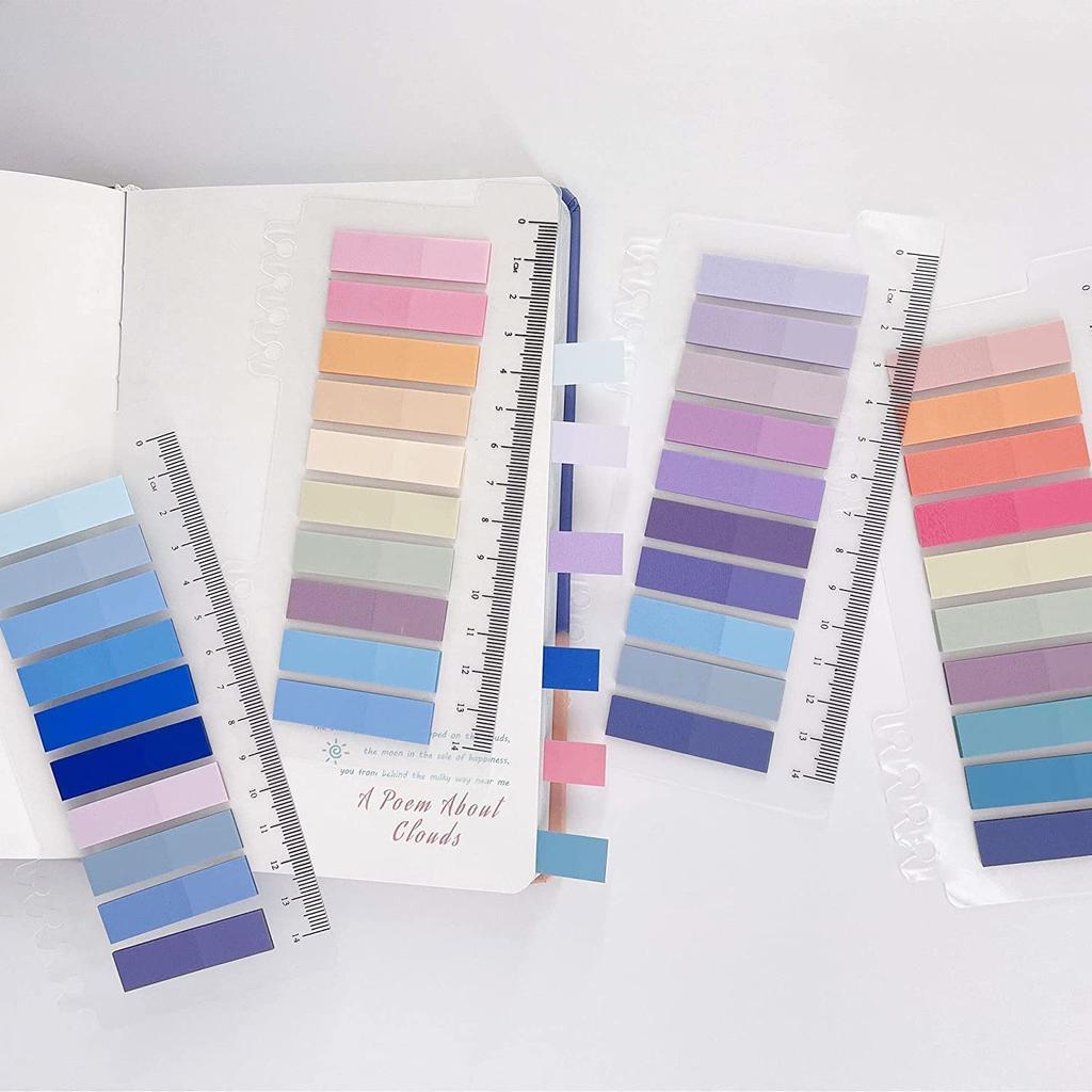 UCRAVO Sticky Tabs Transparent Sticky Notes Writable and Multifunctional Tabs with Ruler Reminder Tabs for Page Markers