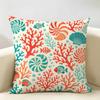 Beach Red Coral Reefs Starfish Cushion Cover Durable Hypoallergenic Organic Linen Short Pillow Cover Washable
