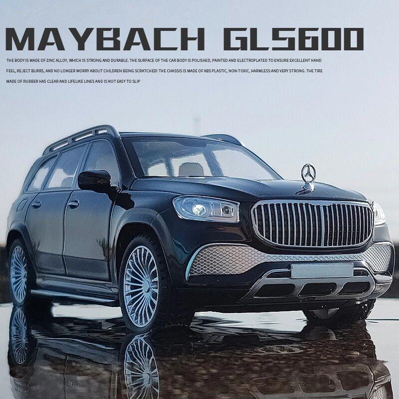 1/24 BENZ Maybachs GLS-klasse GLS600 Legeringsbilmodell Støpte metallleketøybilmodellsamling Lydlys Simuleringsbil Leker til barn Gave