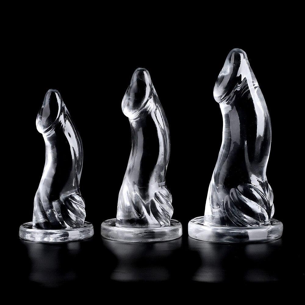 Transparenter TPE-Buttplug Masturbationsgerät für Frauen Fisting Sexspielzeug für Erwachsene Realistischer Penis Umschnalldildo BDSM Femdom