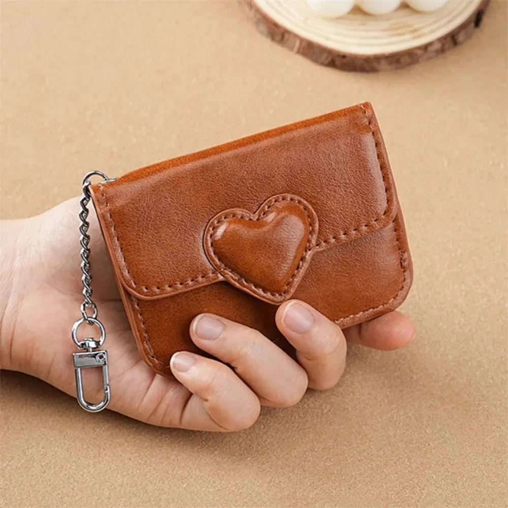 Heart Shaped Car Key Chain Lightweight Small Wallet Cute Card Holder  Cash Coin Bag