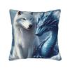 White Wolf And Blue Dragon Pillow Cover Funny Pillow Case For Sofa Couch Bed Living Room Comfy Cushion Cover Gift