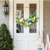 3D35cmSpring Easter Wreath, Artificial Wrought Iron Floral Decoration, Wall Hanging, Easter Egg Wreath, Door Hanging