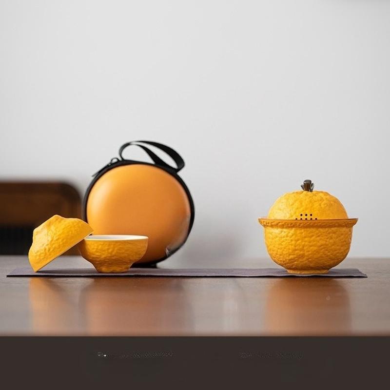

Fruit Shaped Portable Travel Teapot Taecup Set Portable Kung Fu Tea Set Outdoor Camping Hiking Chinese Tea Making Storage Sets