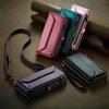 CaseMe (C36) Crossbody Wallet Case For iPhone 13 14 15 16 Pro Max Zipper Wrise Multi-functional Flip PU Leather Card Slots Holder Cover Protector
