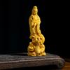 Hanlou Art Sculpture Buddhist Statue, Kannon Statue, Dragon-Riding Kannon, Dragon Kannon Ornament, Wood Carving, Buddhist Altar Statue, Prayer, Protec