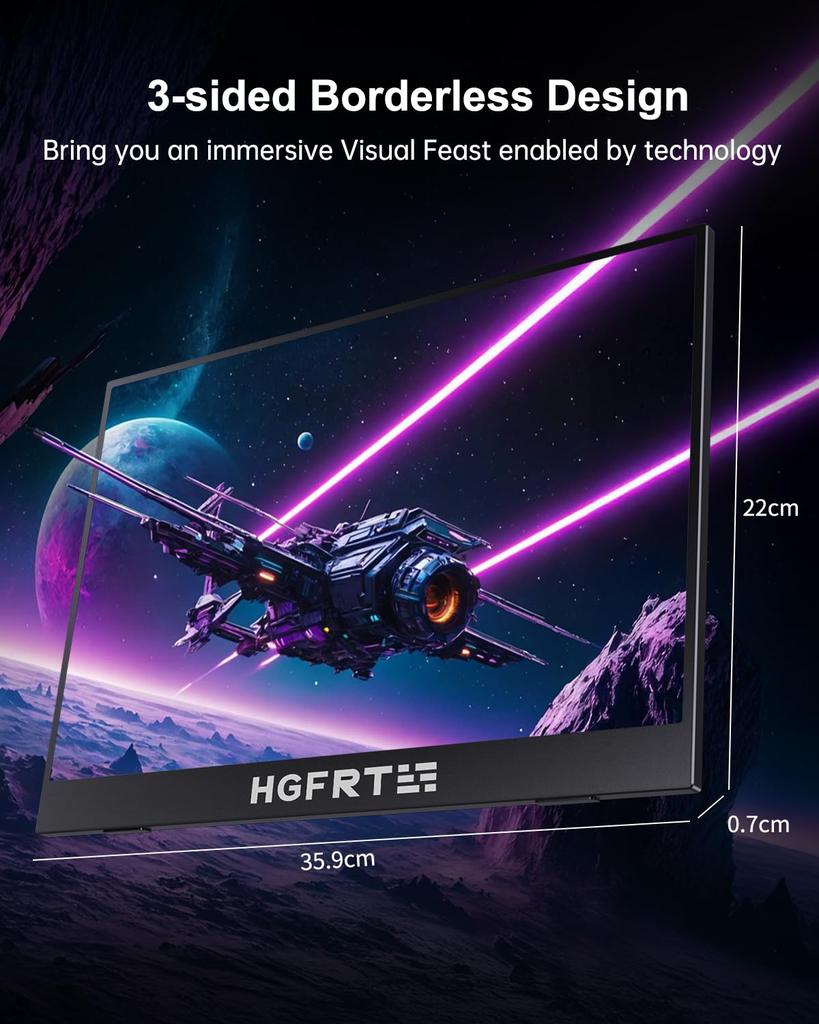 Mobile Monitor Inch Mobile Display with Lightweight IPS LCD Panel Gaming Monitor Switch Monitor Travel Monitor 60Hz HDMI Speaker No Power Adapter