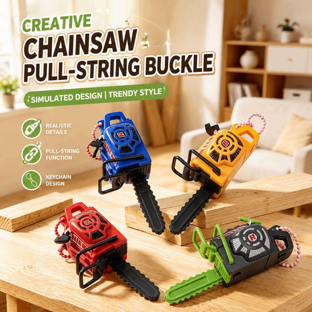 Pull Rope Electric Saw Keychain Toy Plastic Logging Saw Toy Gift Toy Key Decor