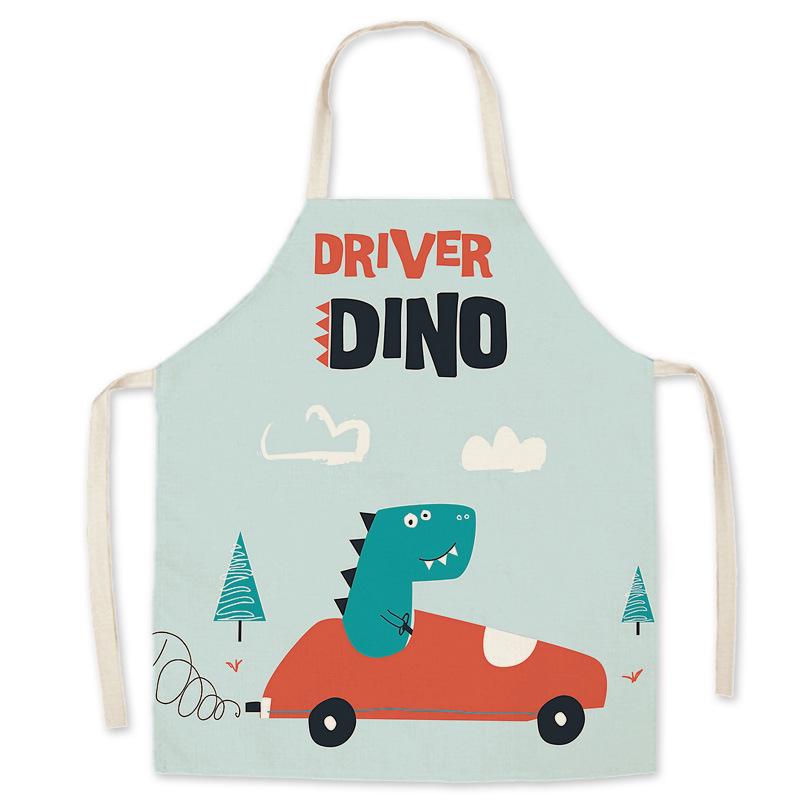 Cartoon Print Oil-Proof Parent-Child Kitchen Apron, Sleeveless Neck-Hanging Style