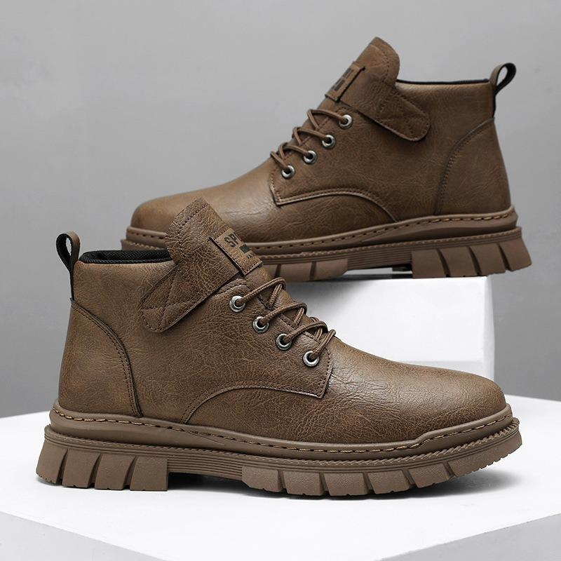 Autumn Retro Martin Boots Men's Shoes Summer New British High-top Lace-up Casual Fashion Tooling Leather Shoes Outside