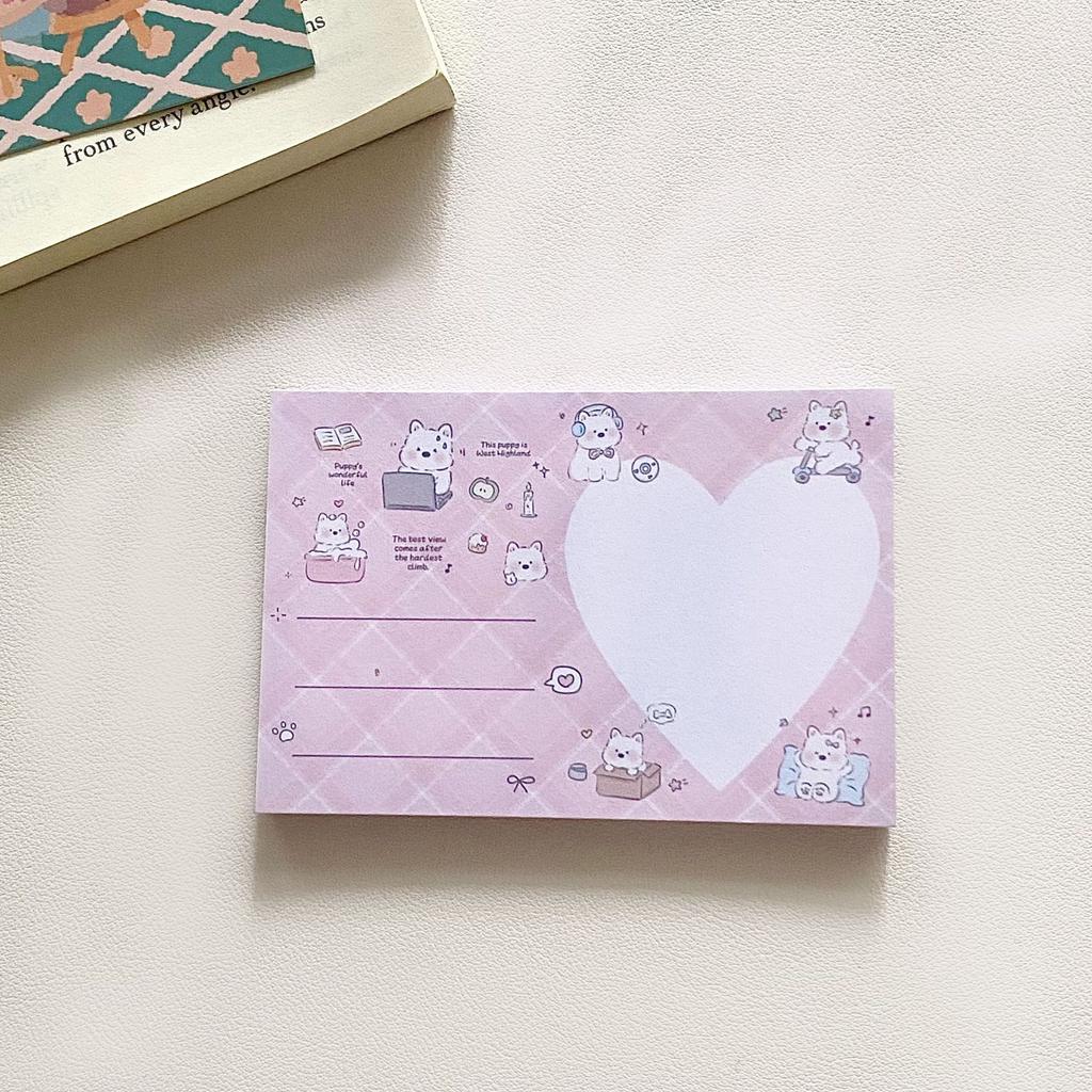 Kawai Stationery Creative Cartoon Cute Sticky Note Ins High Looking Little Milk Dog Tear Off Non Student Message Book Memo Pad