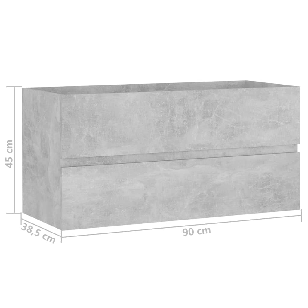 Bathroom Vanity Unit Concrete Grey 90 X 38.5 X 45 Cm Particleboard