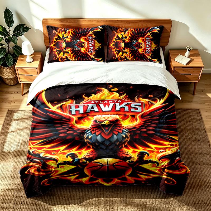 Hawthorn Hawks (1) 3-teiliges Set, geeignet für Schlafzimmer, weich und bequem, ein ideales Geschenk für Familie und Freunde. Enthält einen Bettbezug und zwei Kissenbezüge.