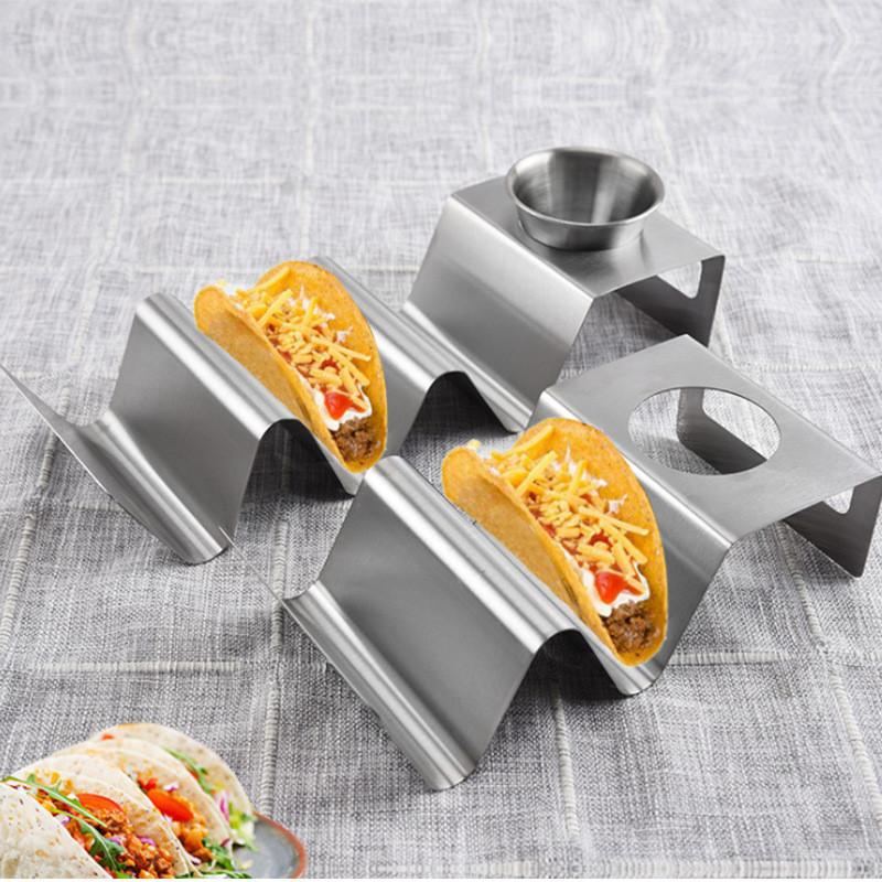Chic Functional And Stainless Steel Taco Holder With Multiple Compartments For Ultimate Convenience