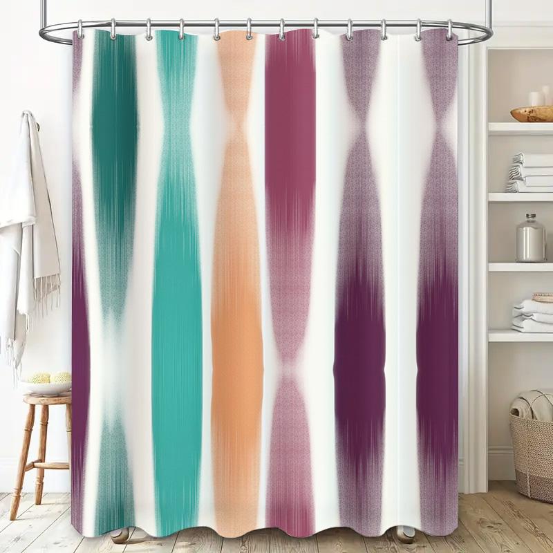 Modern Bath Shower Curtain Waterproof Fabric With Colorful Geometric Patterns Decorate Your Bathroom In Style (Large Size)