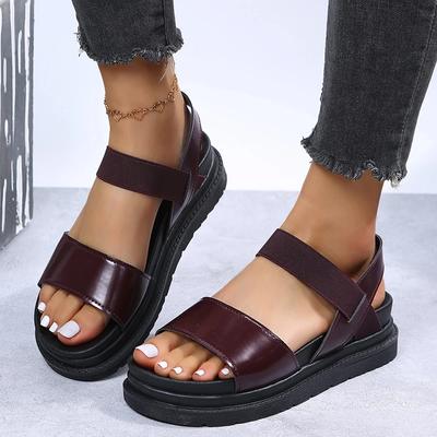 Sommer Breites Band Komfort Plattform Frauen Sandalen Sexy Offene Spitze Flache Schuhe Knöchel Schnalle Riemen Römische Schuhe Sandalias Mujer