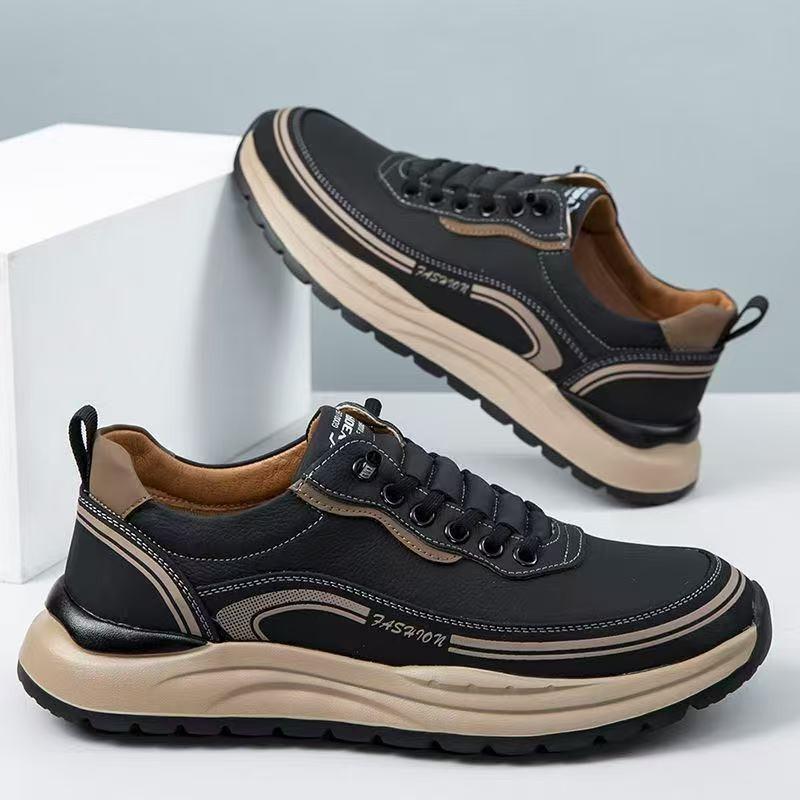 Men S Casual Sneakers Slip On Waterproof Leather Upper Fashion Shoes