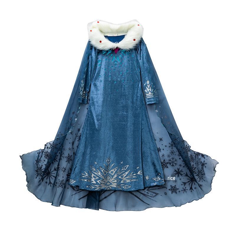 Frozen Elsa Princess Dress - Customizable Girls' Sweater Dress for Autumn and Winter