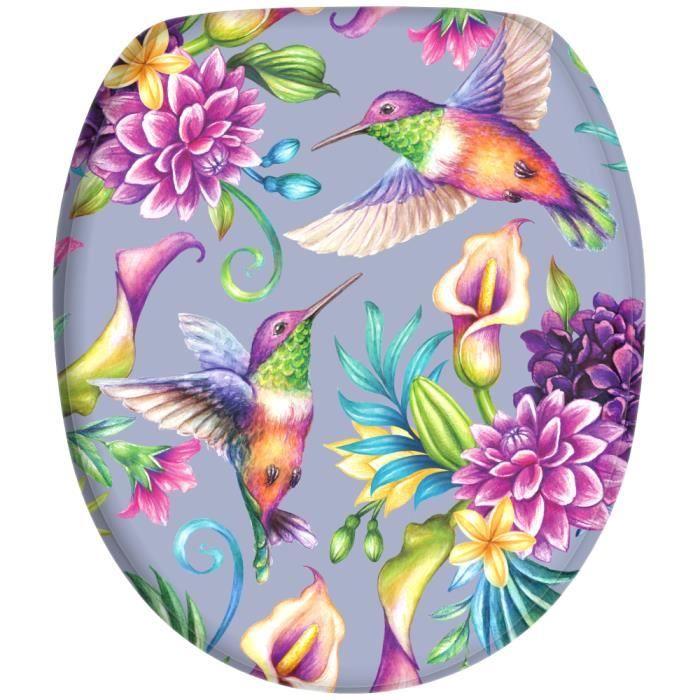 Toilet seat - hummingbird - soft close - wood - universal fixing - antibacterial