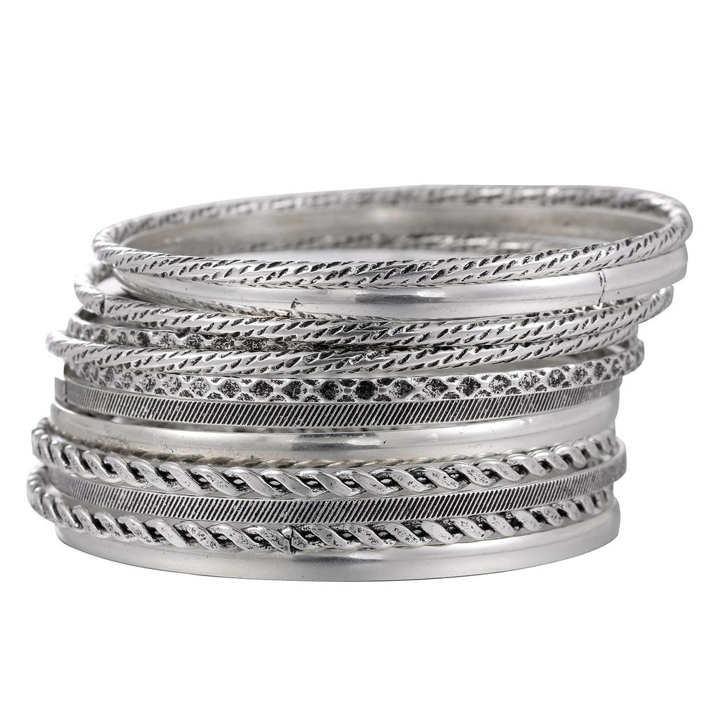 European and American multi-layer metal jewelry simple personalized chain bracelet bohemian fashion multi-layer stacked bracelet set