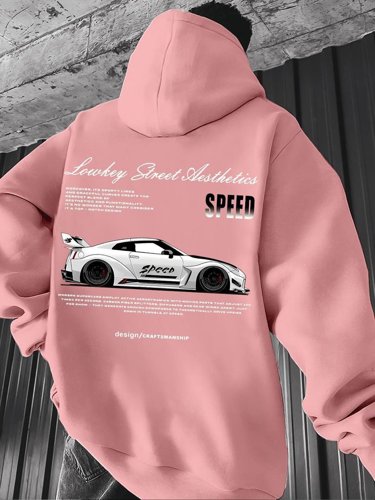 Retro Racing Print Hooded Hip Hop Pullover Sweatshirt - Loose BF Style Hoodie