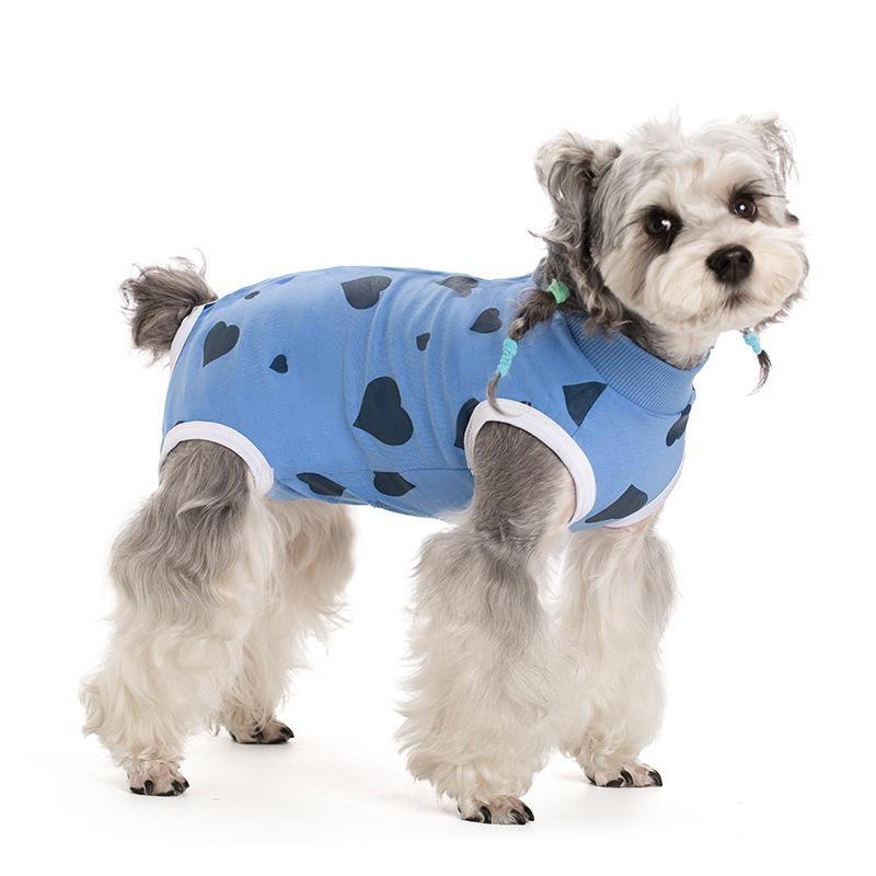 Dog Clothes, Thin Belly Protection Vest, Belly Anti-cool Free Striped Shirt, Back Buttons, Female Dog Sterilization and Weaning