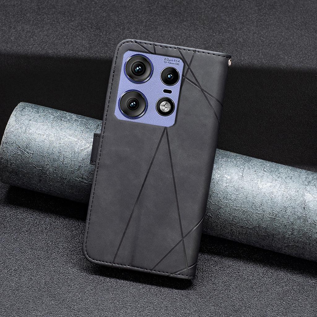 BINFEN COLOR For Motorola Edge 50 Pro 5G Phone Cases Wallet Stand Geometry Imprinted Leather Cover