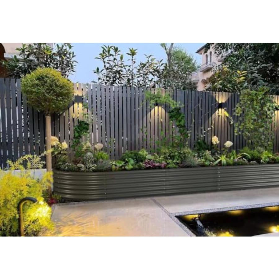 12X3X1.5 ft Galvanized Raised Garden Beds Outdoor Oval Extra Large Metal Planter Box for Planting Vegetables Flowers Herb Anti-