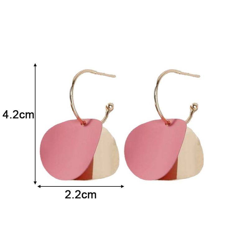 Double Round Piece Hanging Earrings for Women Red Green Black Metal Pendants Korean Dangle Earrings Pendientes