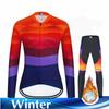 Thermal Long Cycling Jersey Set for Women, Outdoor Fleece, Riding Bike, MTB Clothing, Long Pant Suit, Ladies Cycling Clothes