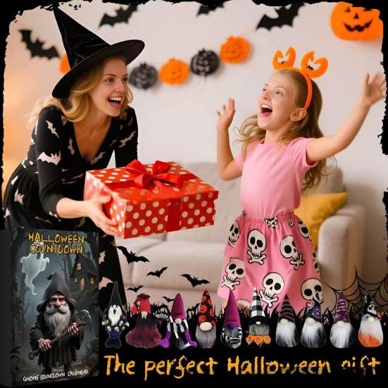 Calendar de Advent Halloween Elf 24 de Zile Calendar de Advent Halloween Gnom Surpriză Calendare de Advent Decor