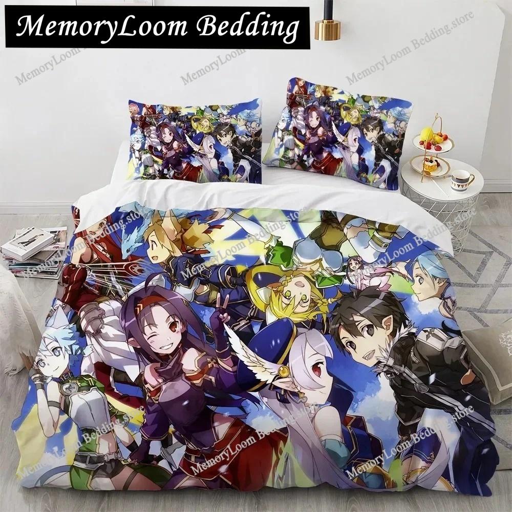 Sword Art Online Bedding Set Anime Duvet Covers King Queen Double Twin Size Adults Bed Linens Single Double Size Bedding Set