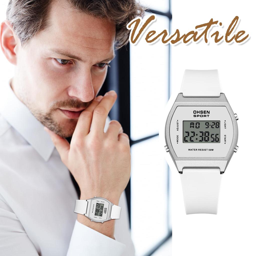 Silicone Digital Waterproof Sports Watch with LED Alarm and Stopwatch for Men and Cute and Stylish Quartz Watch Perfect Gift for and White Day Women,