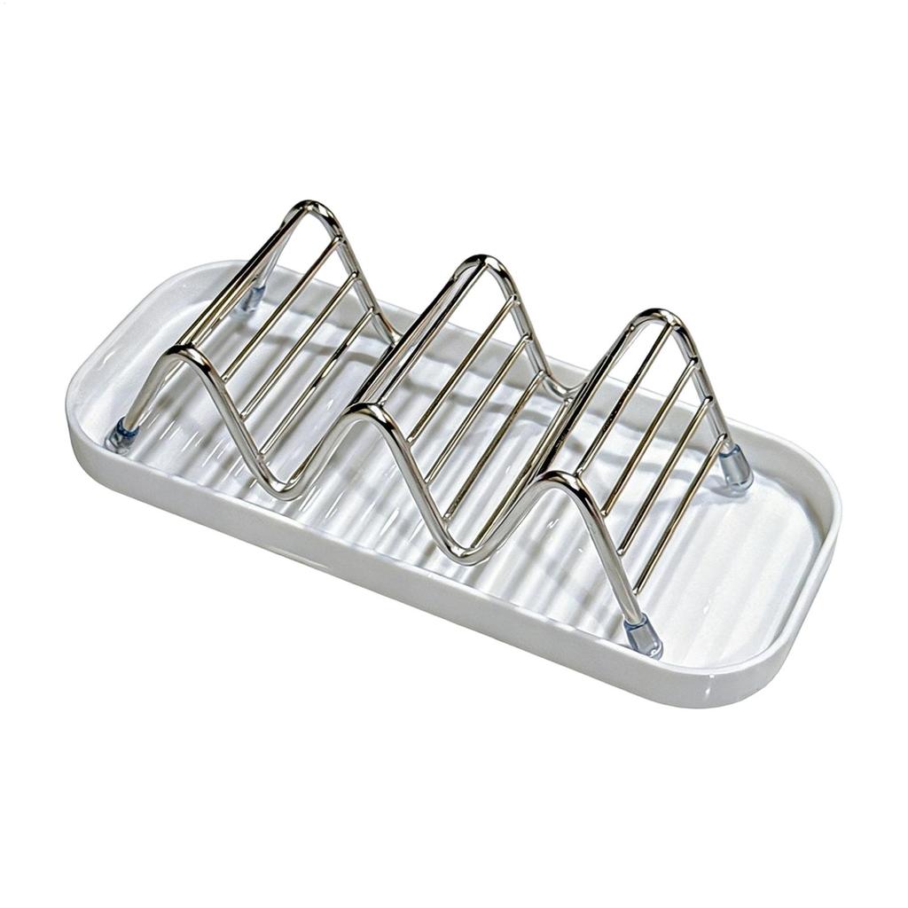 Stainless Steel Soap Dish with Tray Self-draining Soap Holder Sponge Drain Rack for Bathroom Storing Soap Cleaning Brushes