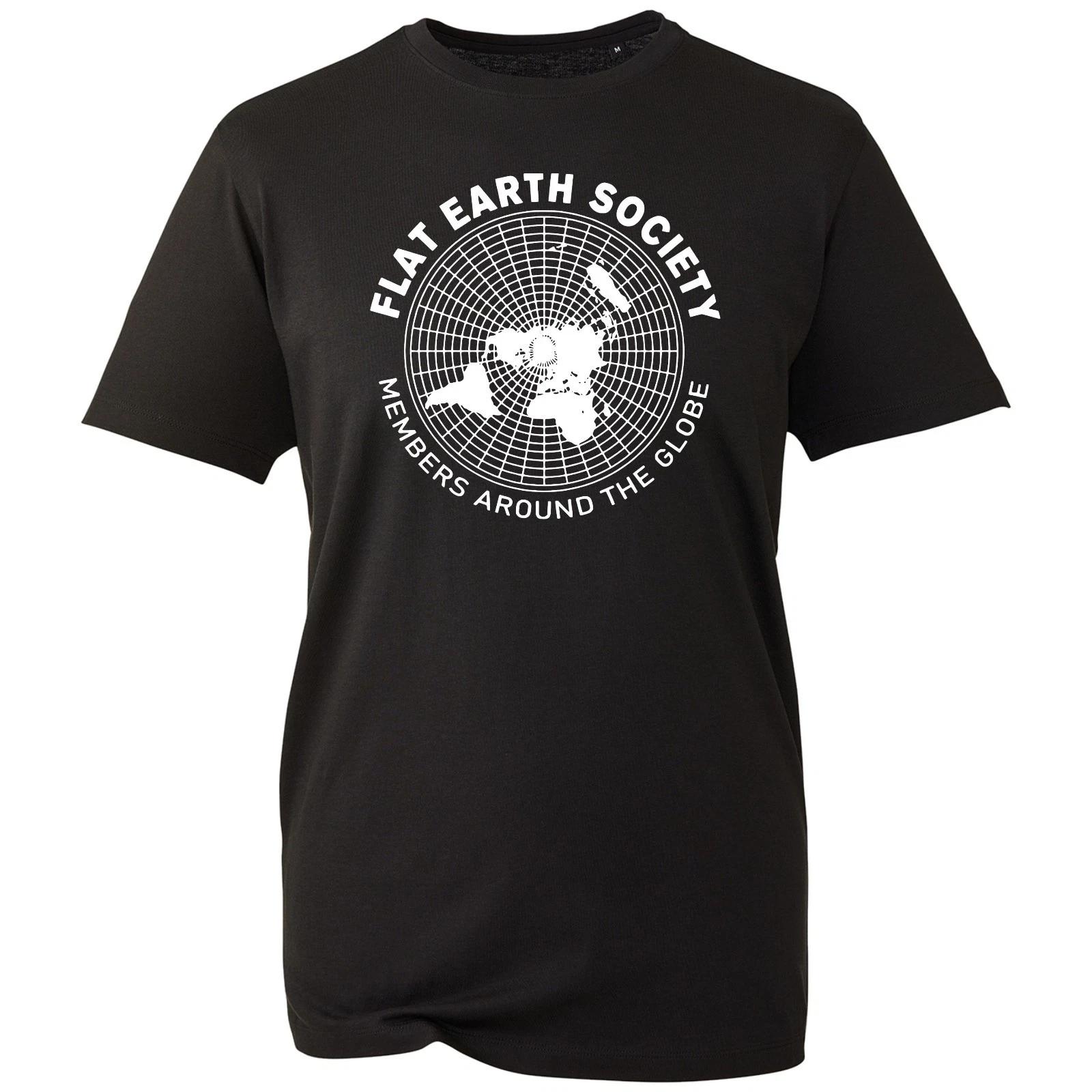 

Flat Earth Society Joke T-Shirt, Members Around The Globe Funny Quote Unisex Tee 3XL