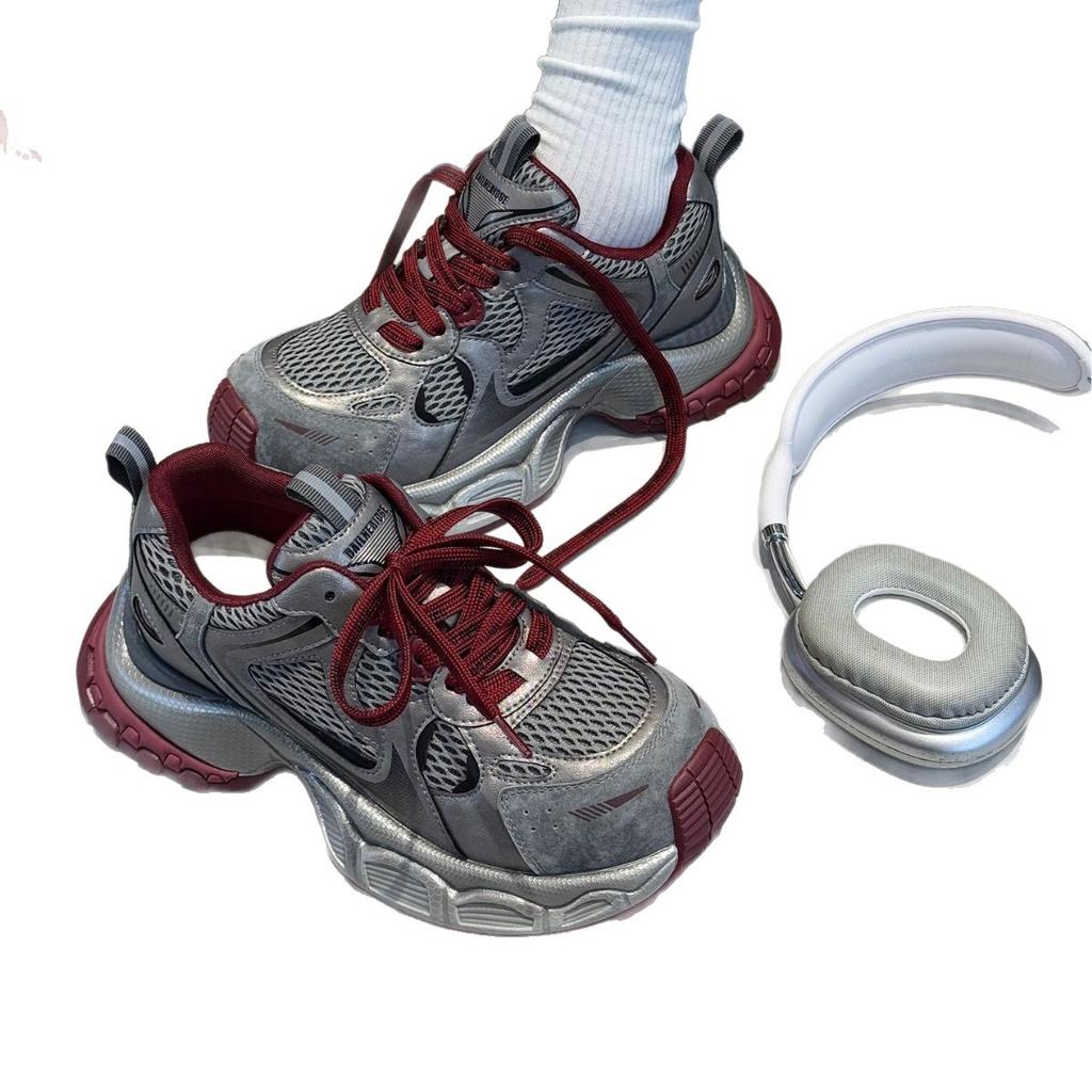 Platform Dad Shoes Women's 2025 Spring and Autumn New Retro Paris Ankara Red Old and Heightening Sneakers Trend