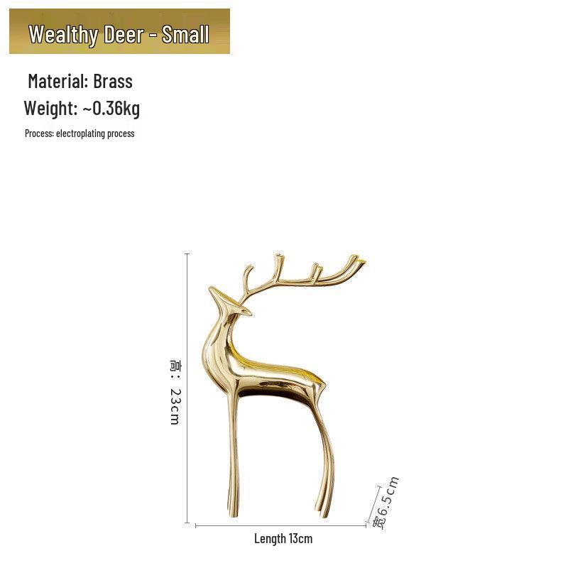 Nordic Light Luxury Copper Deer Ornament for Living Room, Bedroom, or TV/Wine Cabinet Decoration.