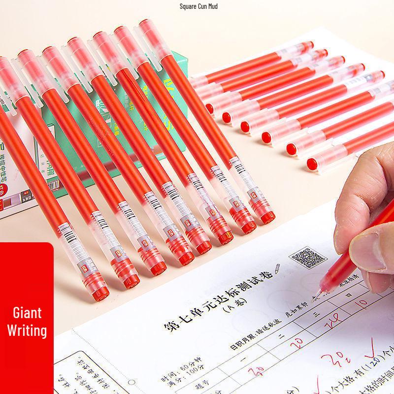 100 Red Gel Pens for Teachers - 0.5mm Ballpoint for Marking and Correcting Homework