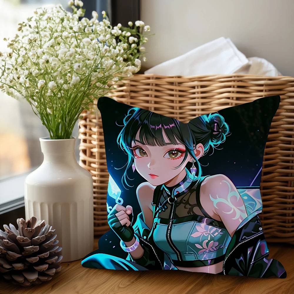 

KPop Demon Hunters Zoey Personalized Pillow Cover Kids Bedroom Wild Party Decor Pillowcase Kid Birthday Shower Gift 12x12Inch