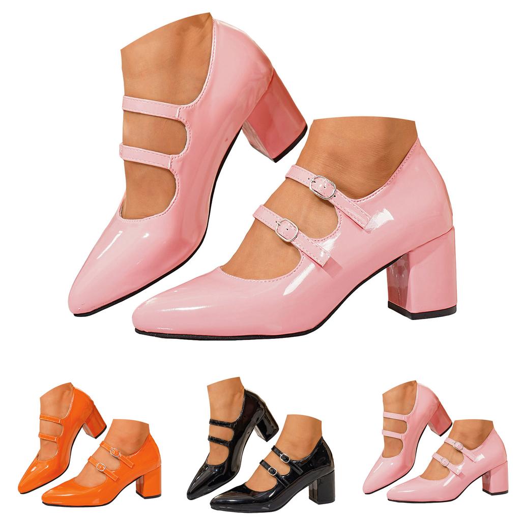 Womens High Heels Shoes Chunky Block Heel Pointed Toe Women'S High Heels Fashionable And Casual Leather Zapatos Mujer CóModos