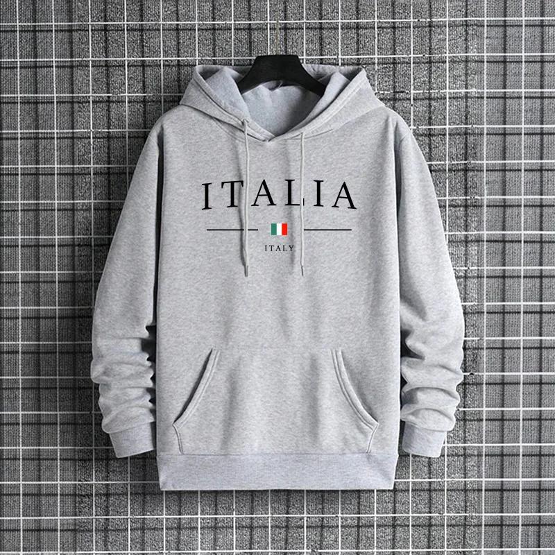Autumn Winter Daily Casual Sporty Jogging Hoodies Male Home Outdoor Comfort Warm Pullover Italy Fashion Men's Hooded Sweatshirts