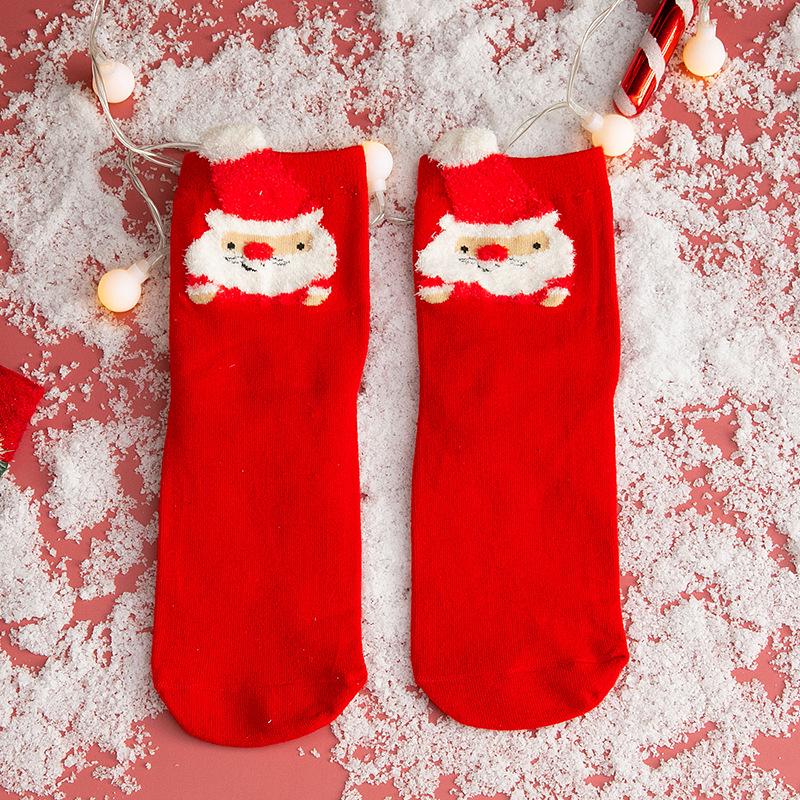 Women's Red Christmas Mid-Tube Socks - Cute Japanese Style Wedding Design