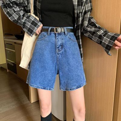 Pantaloncini di jeans classici a vita alta da donna alla moda estiva Pantaloni a gamba larga da studente Pantaloncini di jeans dritti casual all-match
