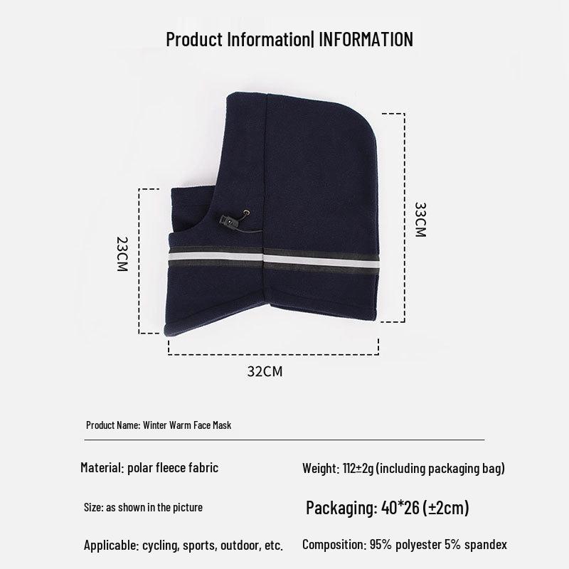 Velvet Lined Reflective Ski Mask and Neck Guard for Autumn/Winter Riding