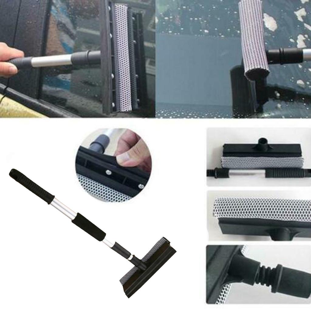 Extendable Rubber Window Cleaning Squeegee & Sponge for Windshield