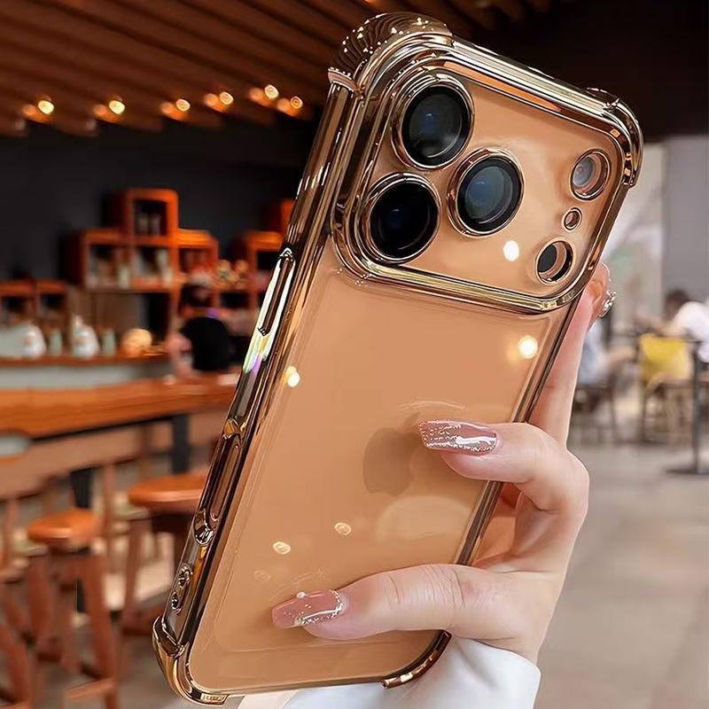 Buffer Impact Shockproof Plating Transparent Phone Case For iPhone 17 16 15 14 13 12 11 Pro Max Plus Air Clear Back Cover